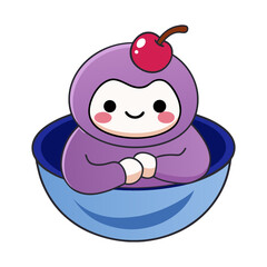 an ice cream cone dressed up with an edible bow made of fruit leather