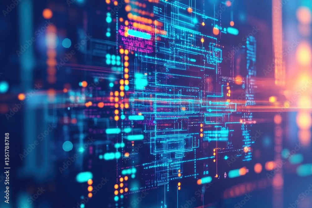 Poster A digital technology background representing the complexities of learning and artificial intelligence in modern systems