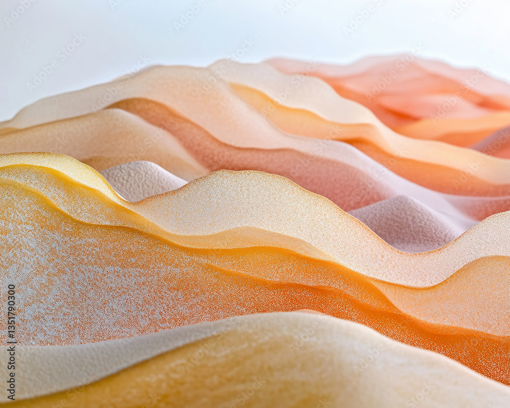 Poster abstract image of undulating, textured layers in orange and beige tones, suggesting a landscape or f