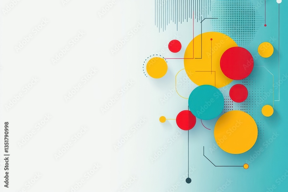 Aufkleber A colorful abstract background featuring interconnected circles and lines representing modern design aesthetics