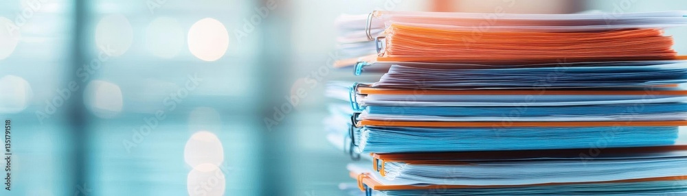 Fototapete Organized stack of documents illustrating the power of ai powered tools to digitize and streamline workflow processes
