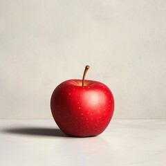 Perfect red apple on clean white surface with soft shadows for healthy eating ads, nutrition blogs, minimalist posters, and back-to-school campaigns
