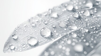 Close-up view of water droplets on a leaf.