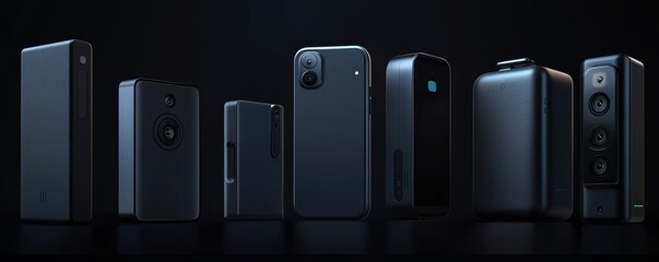 Obraz premium Collection of modern black electronic devices