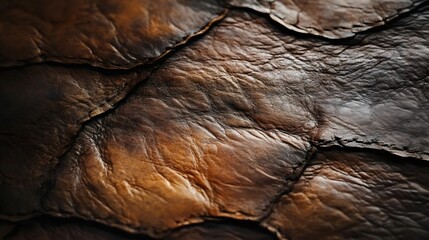 The image is of a leather surface with a brown color