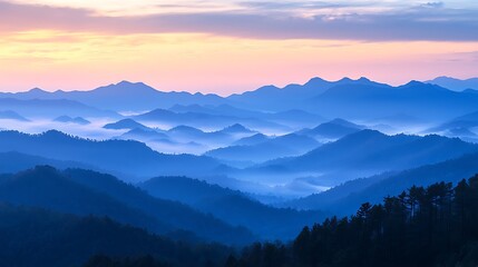 Fototapeta premium Serene Sunrise Mountain Landscape