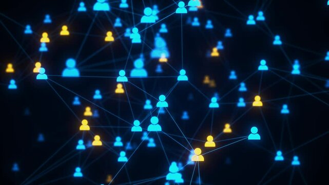 Plexus Line Connections. Seamless loop. Digital Technology. Artificial intelligence network or users accounts. Concept: Social network, AI, sociogram, social connections and communication, hi-tech