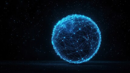 Obraz premium Glowing Celestial Sphere: Digital Art of Interconnectedness