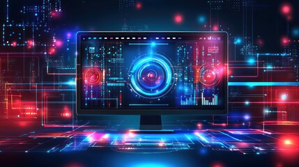 Obraz premium Digital Futuristic Technology Interface on Screen