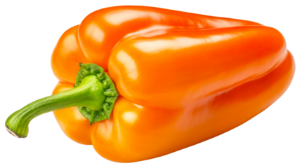 Orange sweet pepper, bell pepper, for use in cookbooks, recipes, promotional materials, product packaging and design related to healthy eating and vegetables