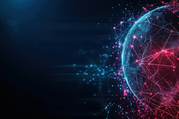 Obraz premium Sphere with a network of connected lines showcasing the concept of global connectivity and communication