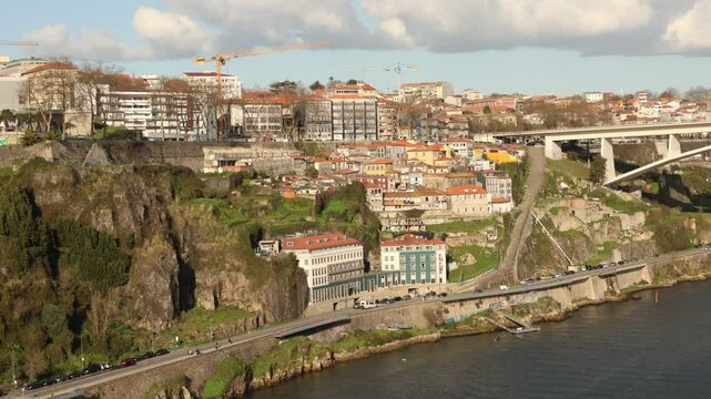 View from bridge Ponte Lu&iacute;s I to Pte De Infante and its neighbourhood, Porto, Portugal, 2025