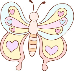 Pastel butterfly, hand drawn