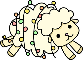 Christmas sheep, hand drawn