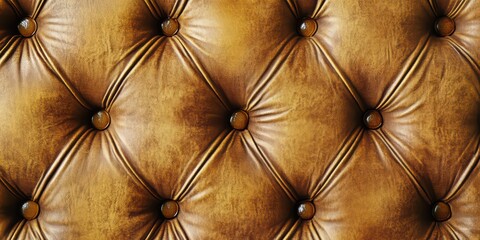Naklejka premium Vintage Brown Leather Upholstery with Button Tufting and Texture