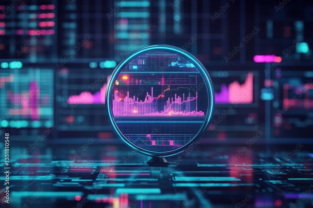 Poster Computer screen displaying graph representing data analysis and insights for business intelligence and decision making