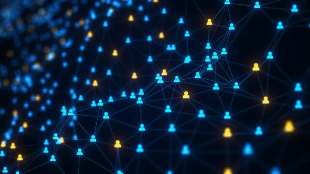 Plexus Line Connections. Seamless loop. Digital Technology. Artificial intelligence network or users accounts. Concept: Social network, AI, sociogram, social connections and communication, hi-tech