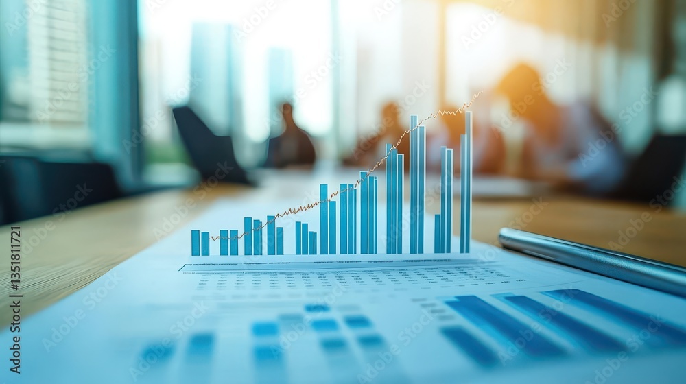 Aufkleber business graph displayed on table highlighting exponential growth trends for analysis and strategic 