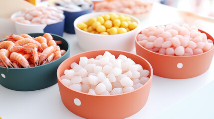 Colorful Bowls of Various Snacks