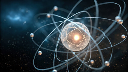 image depicts atom with electrons orbiting around nucleus, illustrating fundamental structure of matter. interaction of nadh