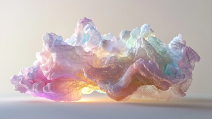 Dreamy pastel clouds radiating colorful light in a serene sky