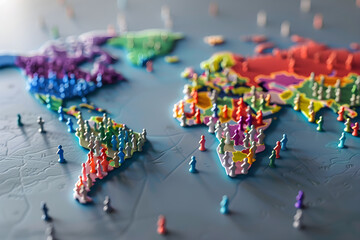 World Map Illustrating Top 10 Most Populated Countries with People Icons