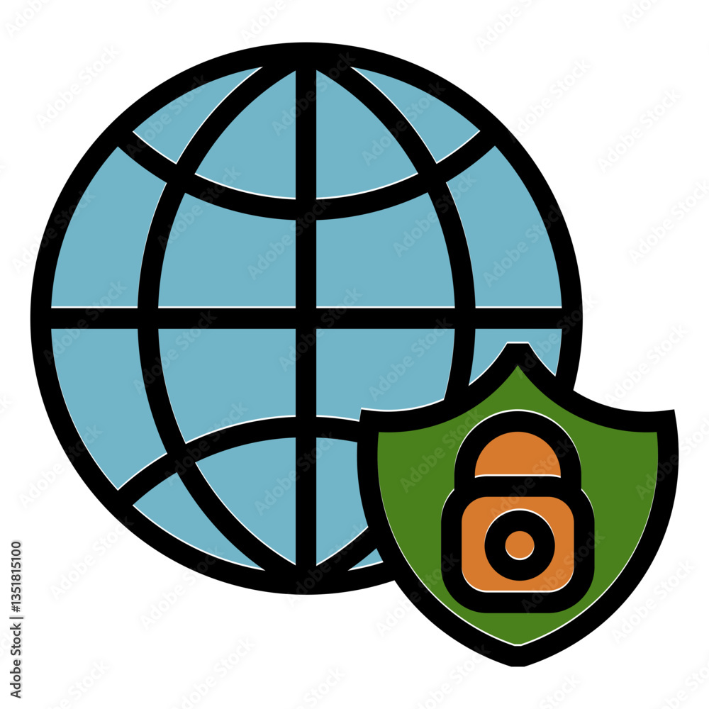 Poster global secure vector icon
