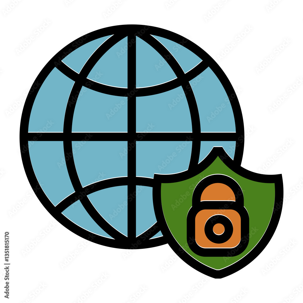 Poster global secure vector icon