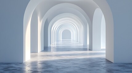 Serene White Archway Corridor Interior Design