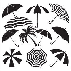 set vector various beach umbrella silhouettes © Abdur Razzak ID: #52
