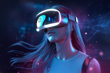  Immersive Virtual Reality Experience with Futuristic VR Headset, augmented reality, immersive experience, futuristic technology, gaming VR, metaverse, digital world, virtual experience.