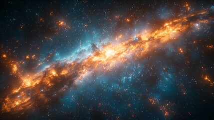 Fototapeta premium Cosmic Nebula, Fiery Galactic Band