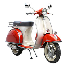 Retro Scooter Red  White Vintage Moped isolated on transparent background