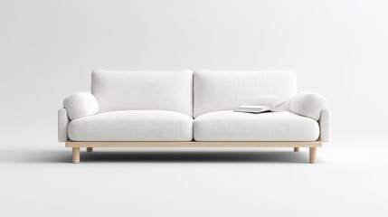 Minimalist White Sofa on Light Wood Legs
