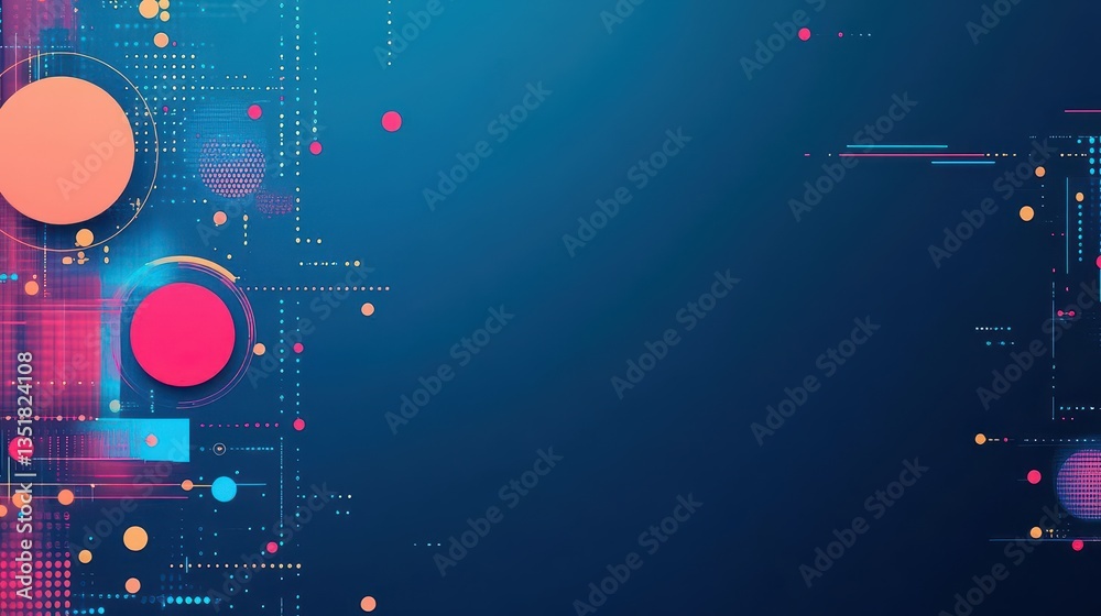 Fototapete A colorful abstract background filled with dynamic circles and lines creating a vibrant and energetic visual design