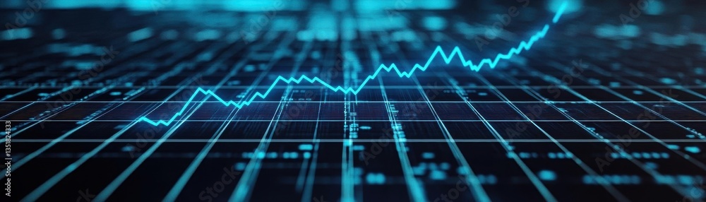 Poster Stock chart displaying a blue line graph against a clean background for financial analysis and market trends representation