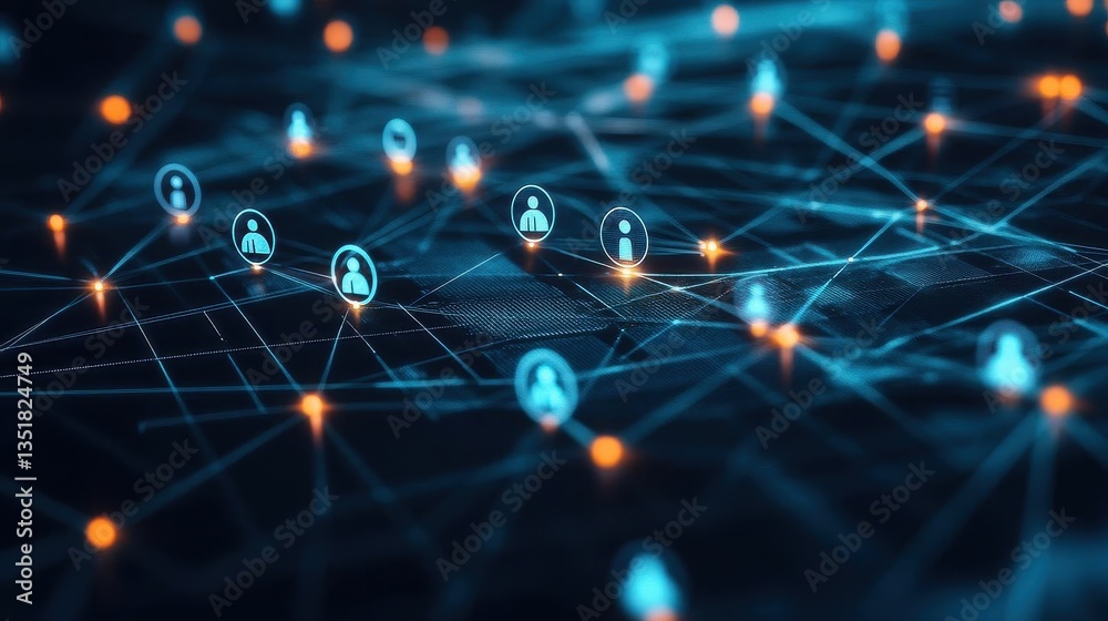 Poster Intricate network of interconnected lines forming a complex digital web in a modern technological environment