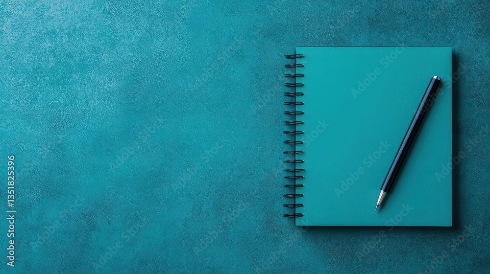 Poster stylish notebook and pen placed together symbolizing productivity and creative writing in a modern w