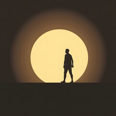 Fototapeta premium A modern flat design abstract art image featuring a silhouetted subject in backlighting, using simple, two-dimensional shapes with a defined light source behind the subject