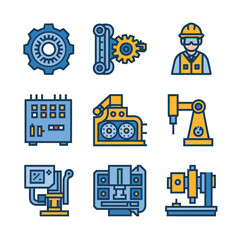 vector icons for robots, artificial intelligence, and the assistance provide in work and security 

