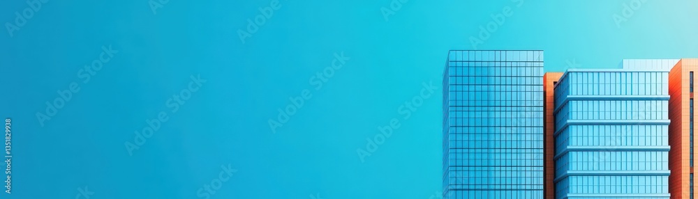 Poster impressive tall building against a clear blue sky showcasing modern architecture and urban design in