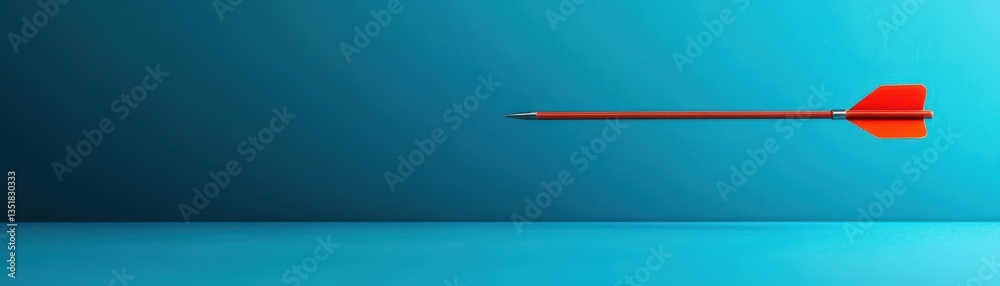 Poster striking red arrow set against a blue background signifying strong direction and bold choices