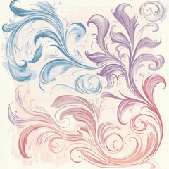 Pastel floral swirls, textured background.