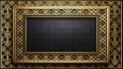 Obraz premium Luxury Gold Pattern Border with Dark Center 