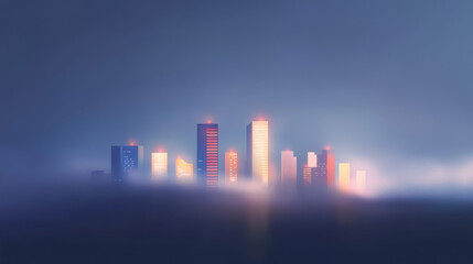 Fototapeta premium Cityscape Emerging from the Fog