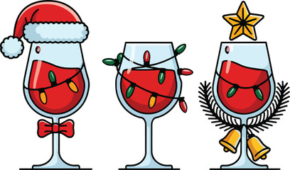 Merry Christmas happy Wine Embroidery