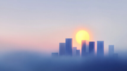 Fototapeta premium Sunrise Behind the Cityscape