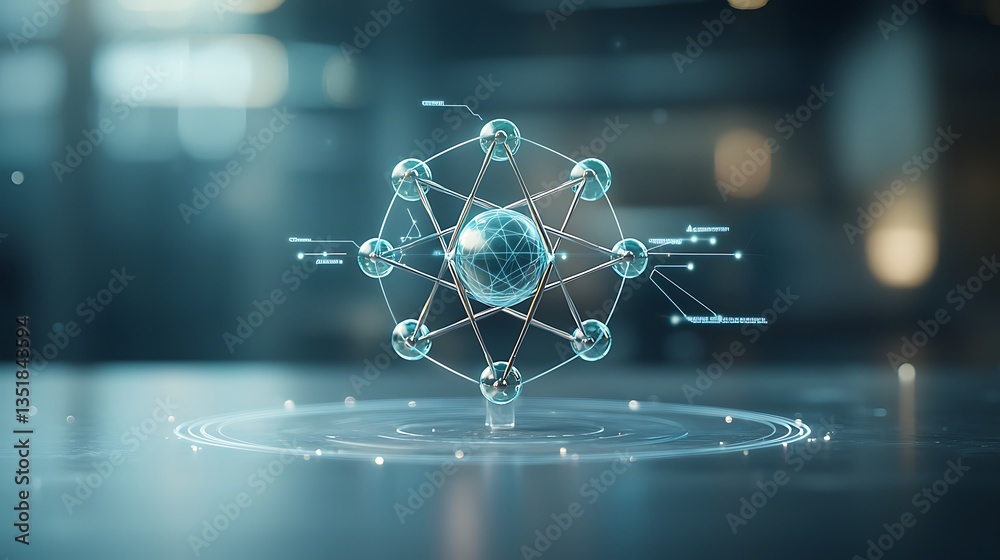 Poster Abstract molecular structure on a futuristic surface