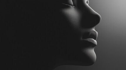 Silhouette of a serene and reflective face.
