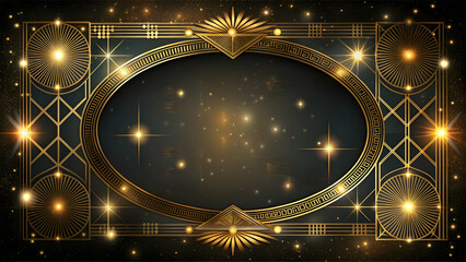 Premium Gold Oval Frame with Starry Universe Background 